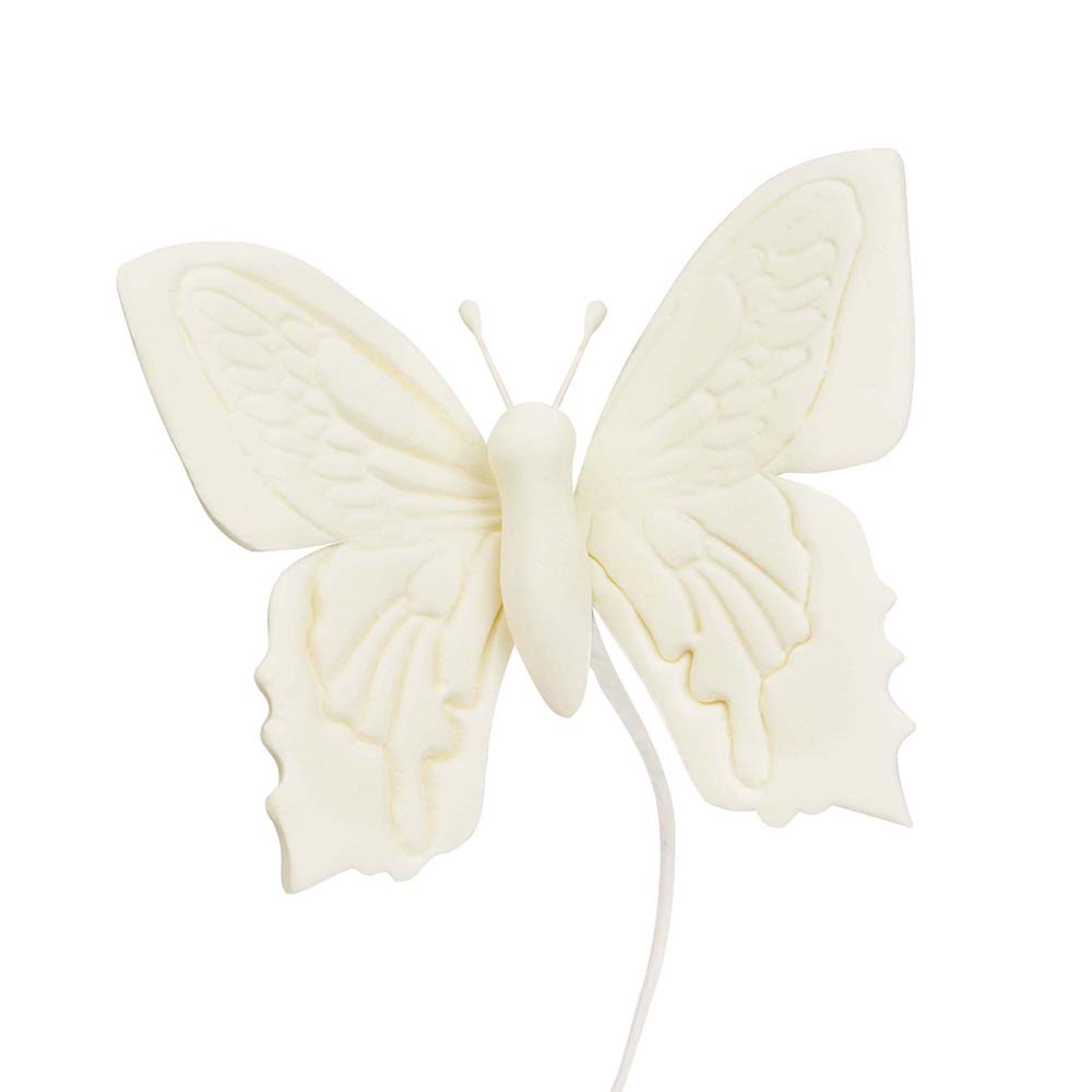 O'Creme Large White Gumpaste Butterflies - Set of 6