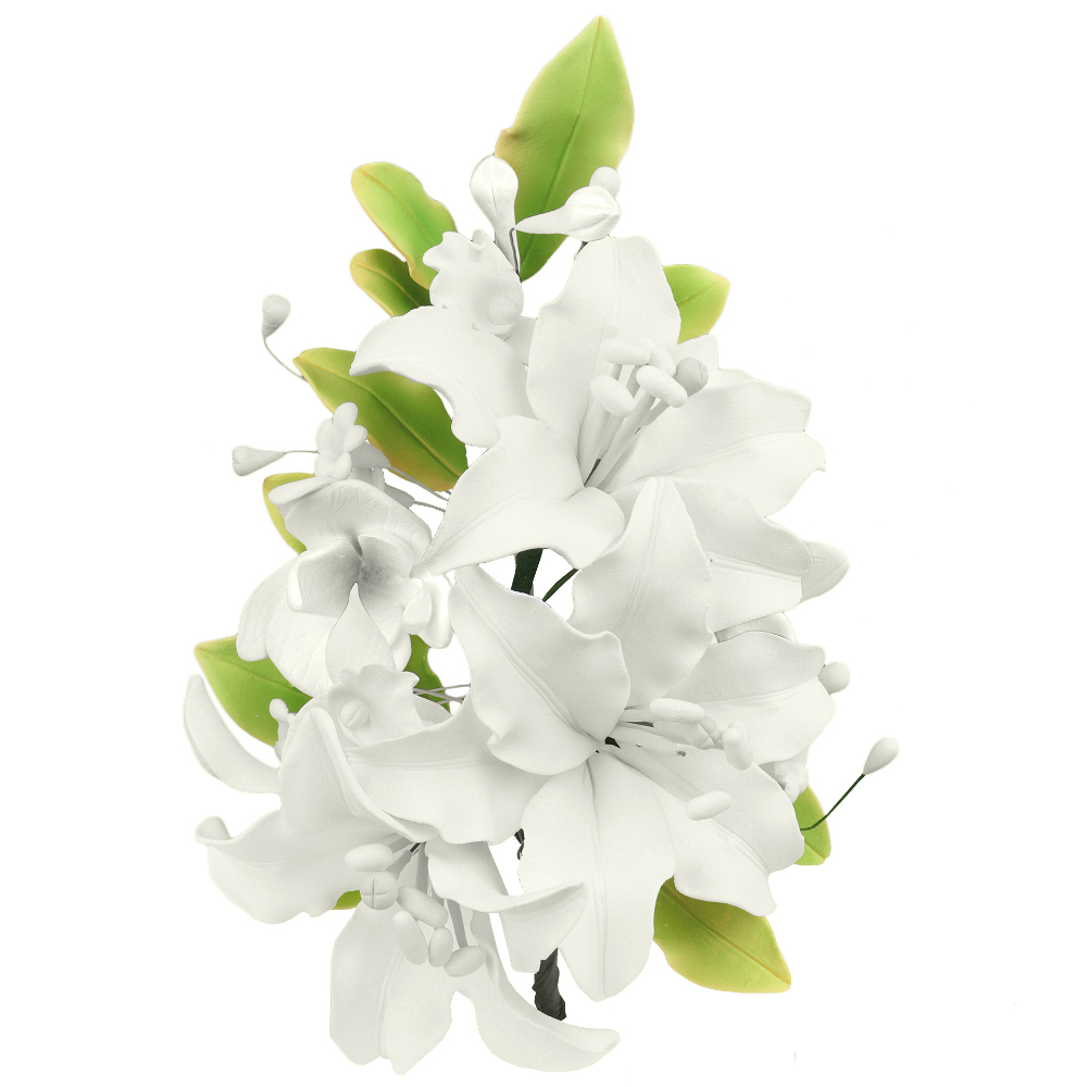 O'Creme White Lily Gumpaste Flower Spray