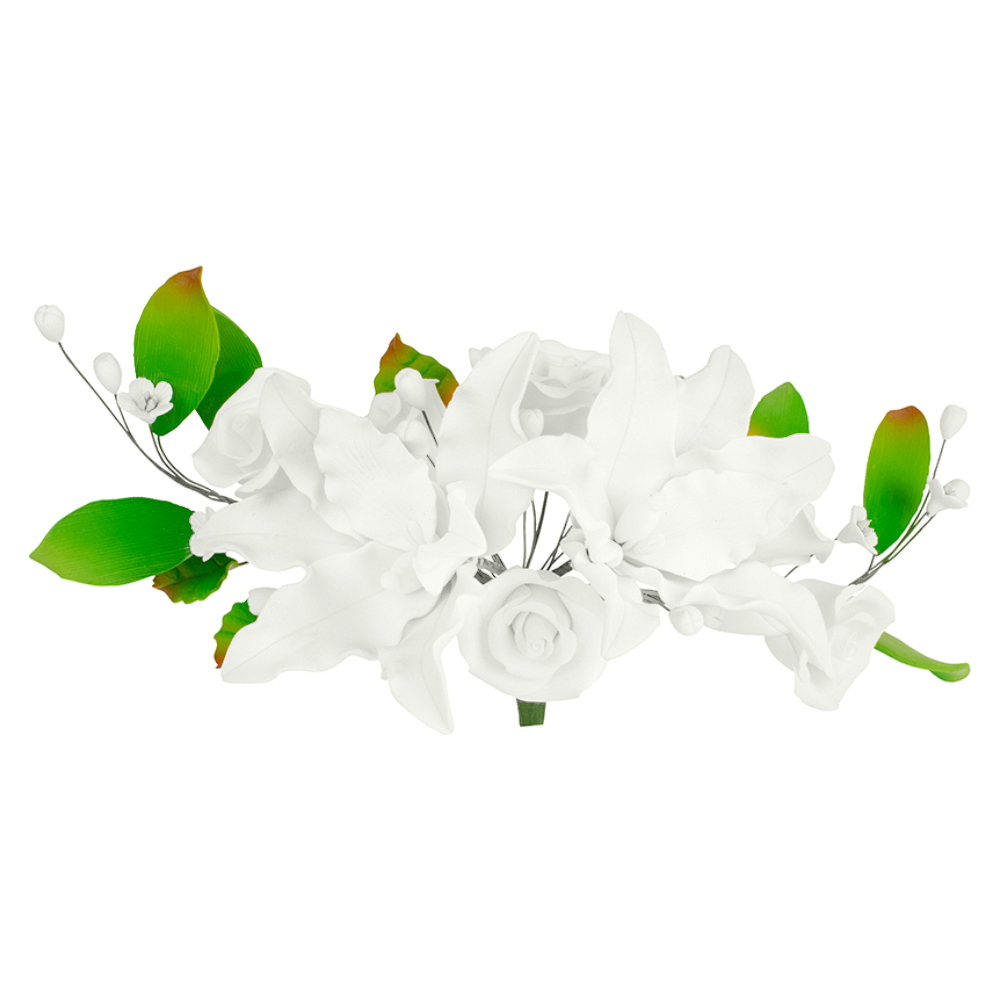 O'Creme White Miltonia Orchid Gumpaste Flower Spray