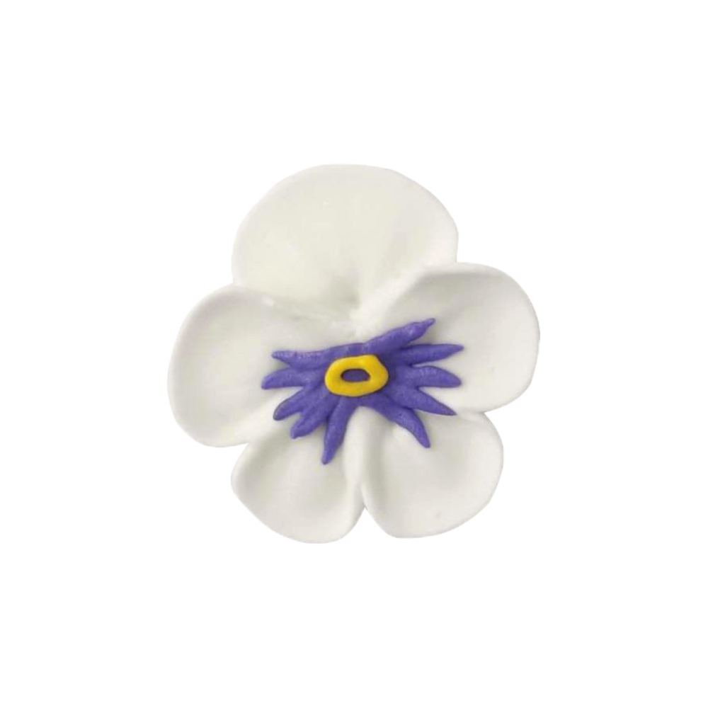 O'Creme White Pansy Royal Icing Flowers, Set of 16