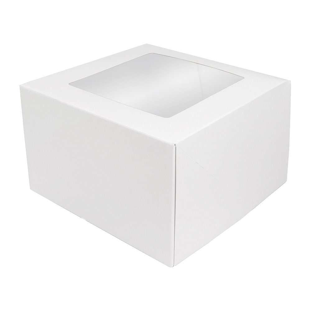 O'Creme White Pie Box with Window, 9" x 9" x 5" - Pack of 5