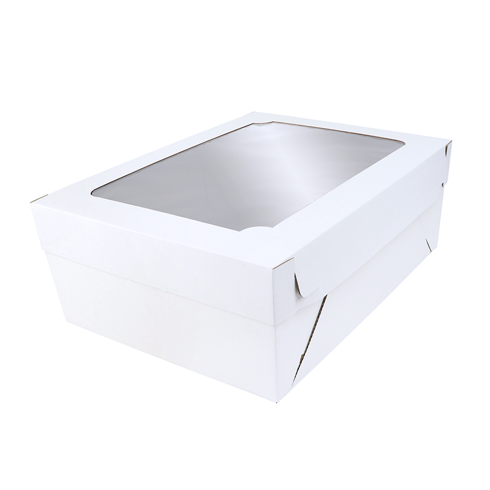 O'Creme White Quarter Size, 8" Deep, Cake Box with Window - Pack of 5