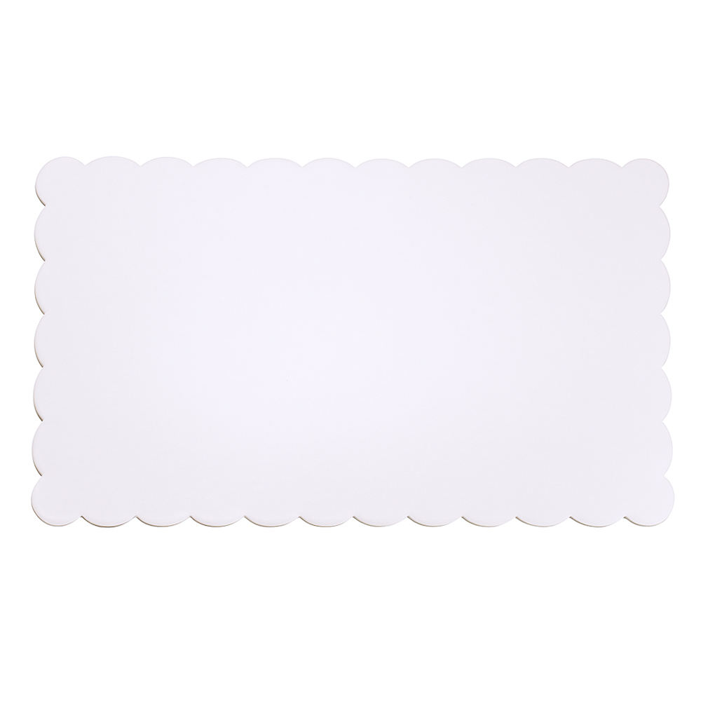 O'Creme White Scalloped Log Cake Board, 11.25" x 6.5" - Pack of 25