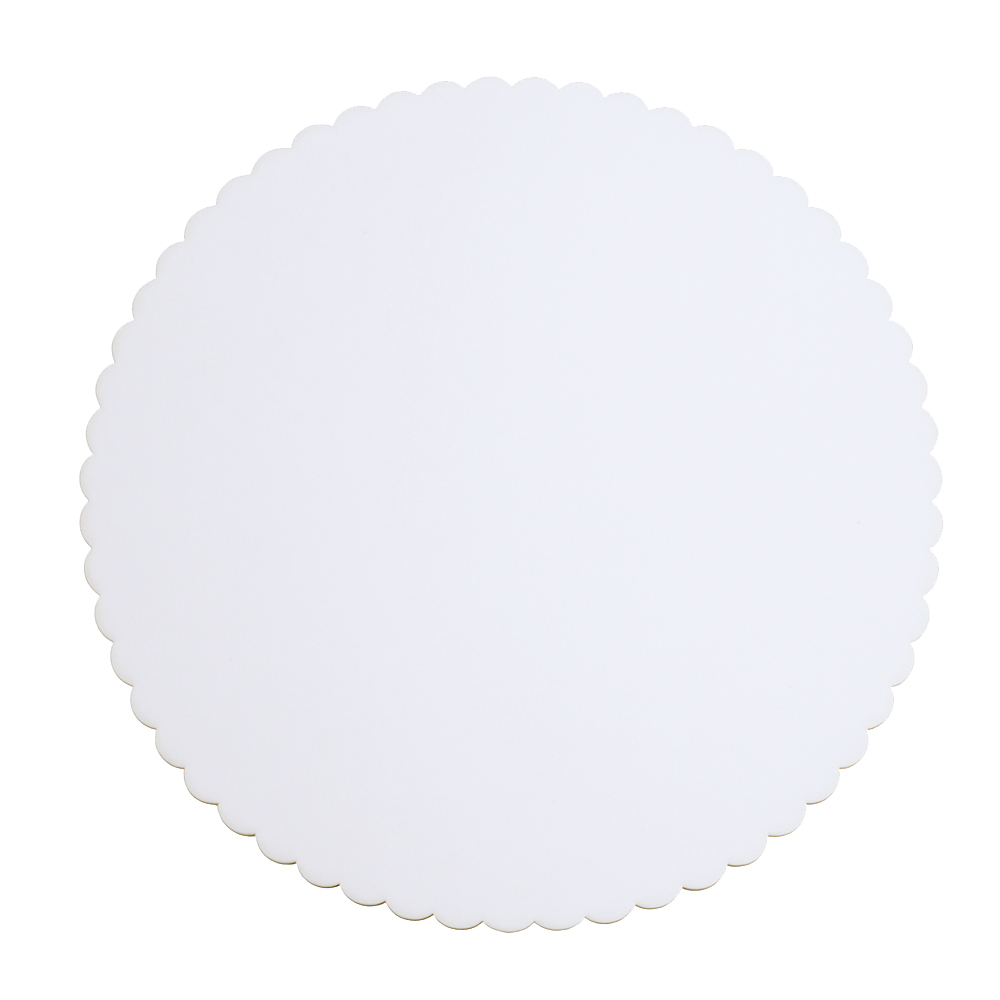 O'Creme White Scalloped Round Cake Board, 12" Diameter