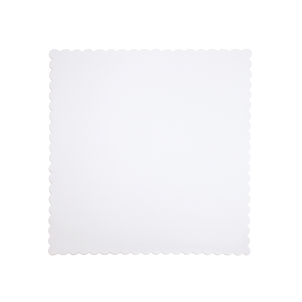 O'Creme White Square Scalloped Cake Board, 12" x 12" - Pack of 25