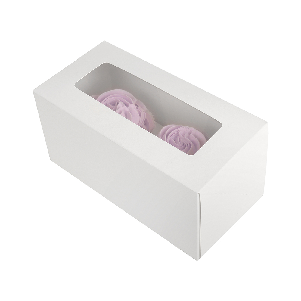 O'Creme White Window Cake Box with Cupcake Insert, 8" x 4" x 4" - Pack of 5