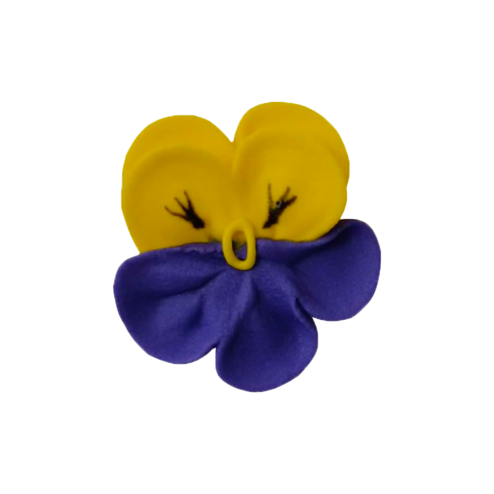 O'Creme Yellow & Purple Pansy Royal Icing Flowers, Set of 16