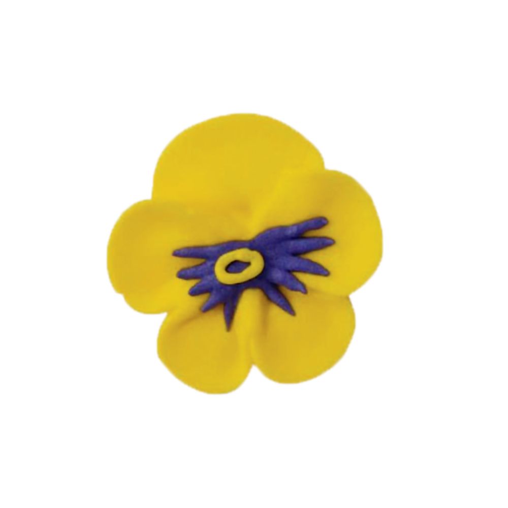 O'Creme Yellow Pansy Royal Icing Flowers, Set of 16