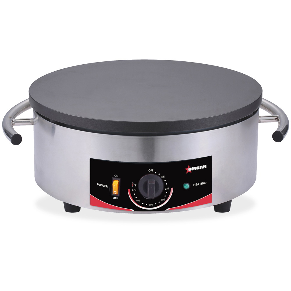 Omcan 16" Portable Round Electric Cast Iron Crepe Maker, 120V