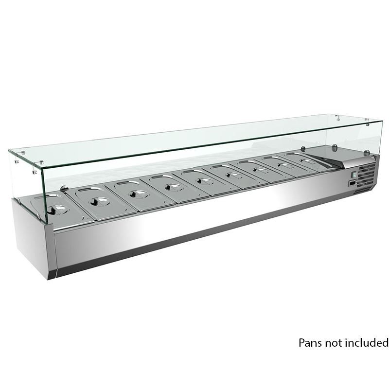 Omcan 39595 Refrigerated Topping Rail with 9 Pan Capacity Sandwich Prep