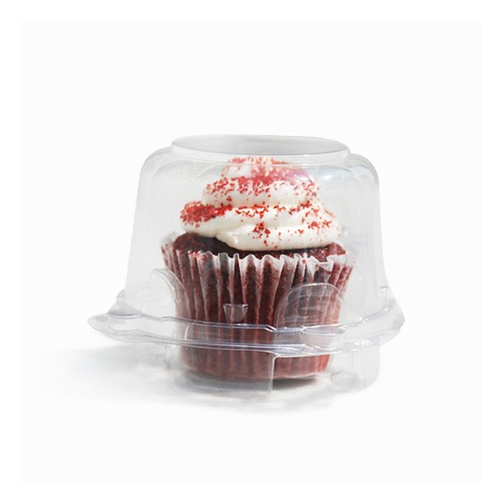 One Compartment Clear Hinged Cupcake Container, Pack of 5