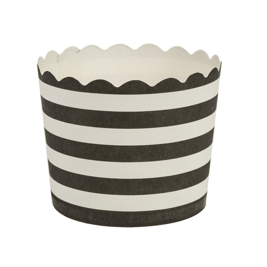 Large Black Stripe Scalloped Paper Baking Cup, 5 oz Capacity 2.5 Dia. x