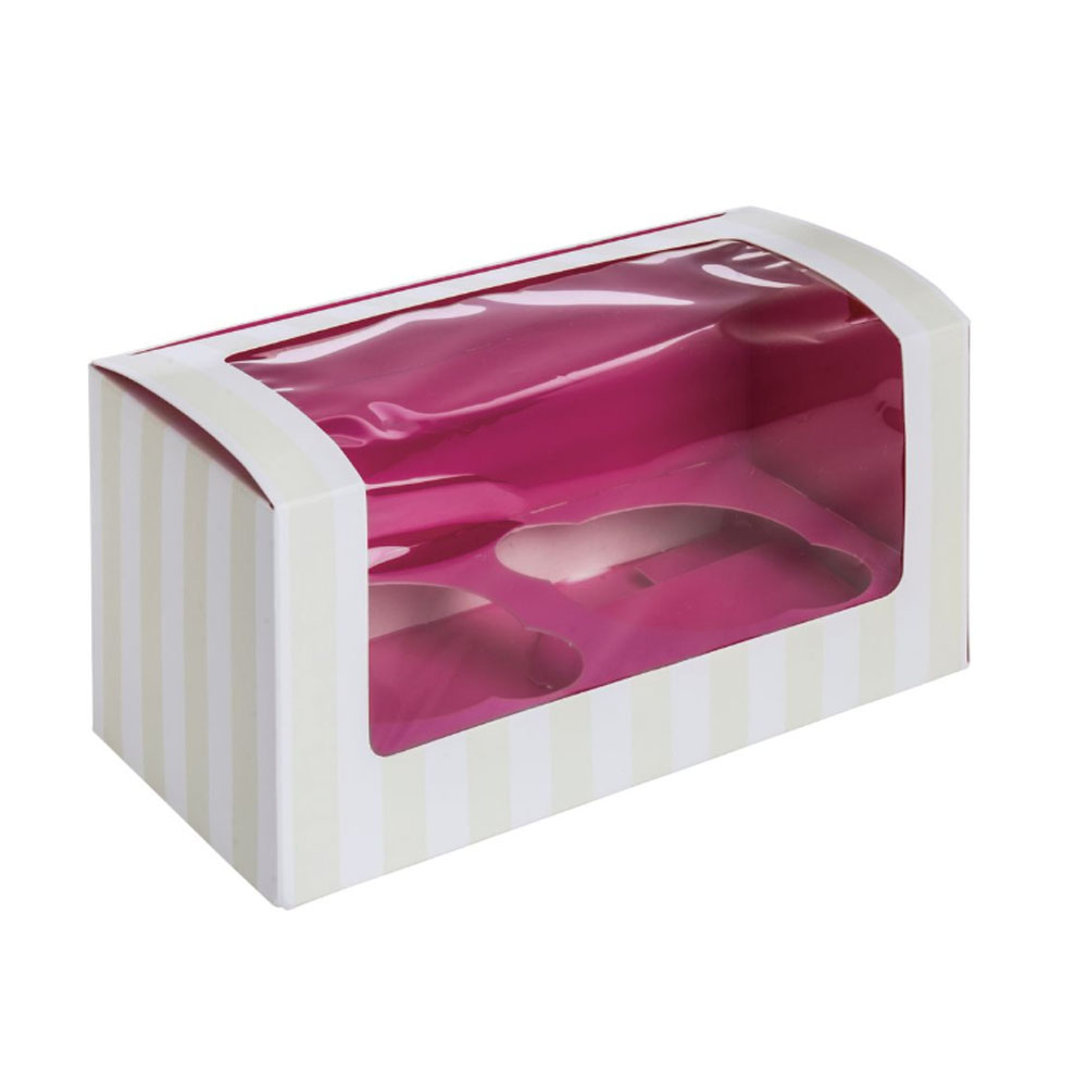PacknWood 209BCKF2 Pink Cupcake Box with Window, 6.7" x 3.4" x 3.4" - Pack of 5