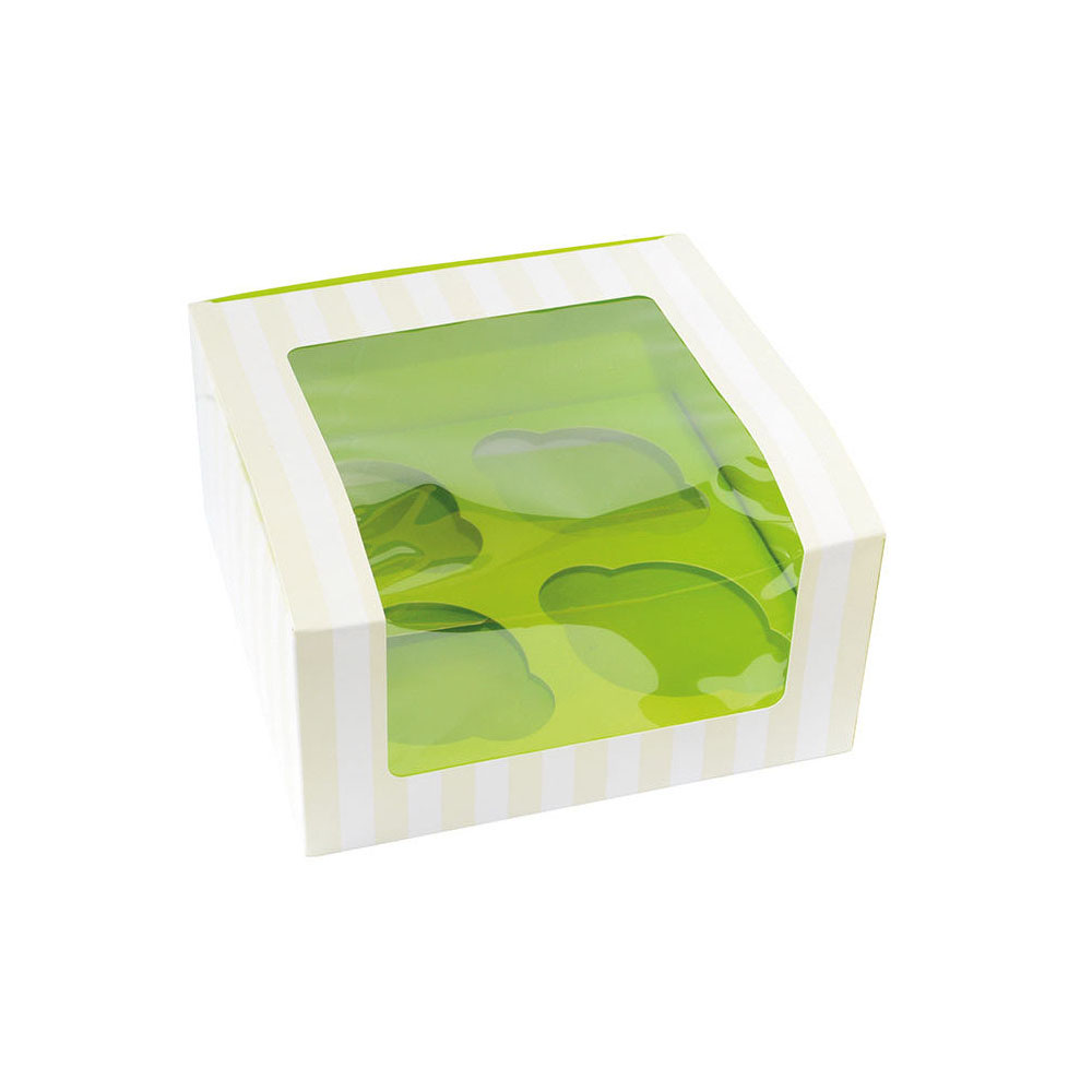 PacknWood 209BCKF4 Green Cupcake Box with Window, 6.7" x 6.7" x 3.3"  - Pack Of 5