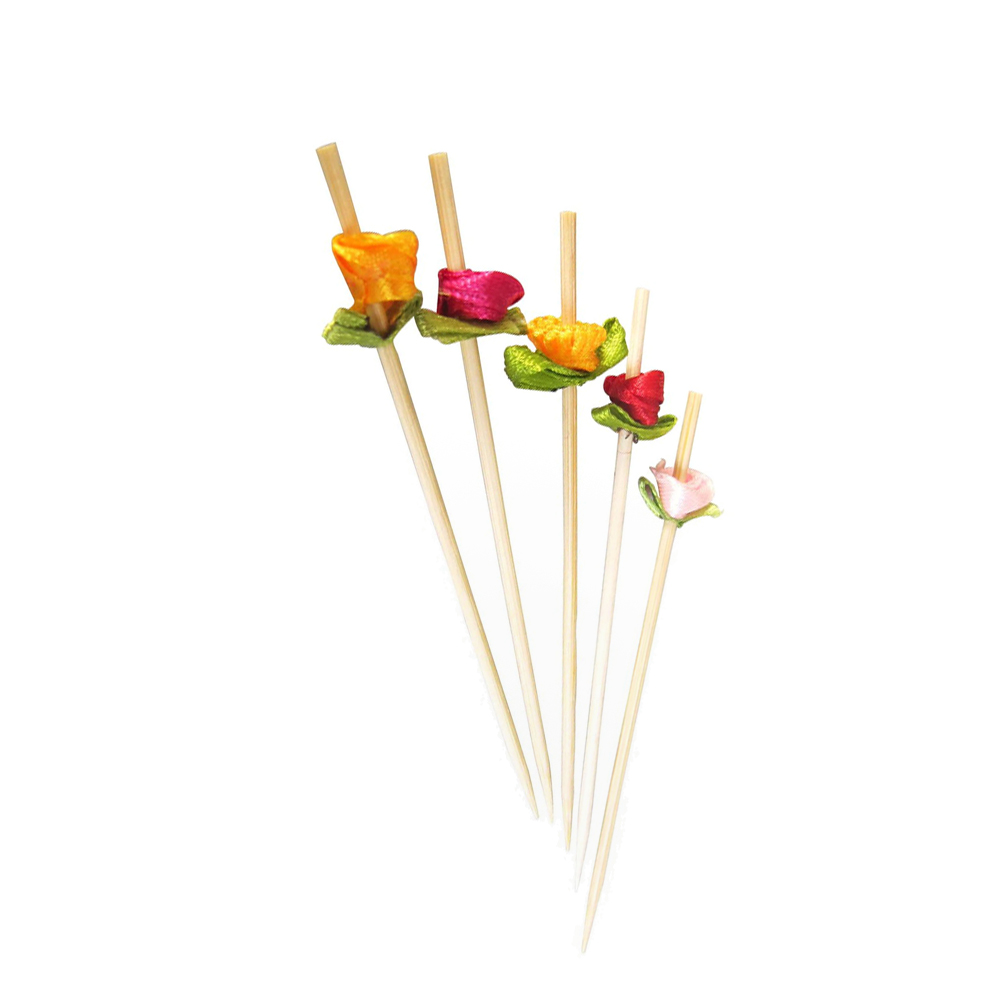 PacknWood Bamboo Flower Skewer, 4.7" - Case of 2000