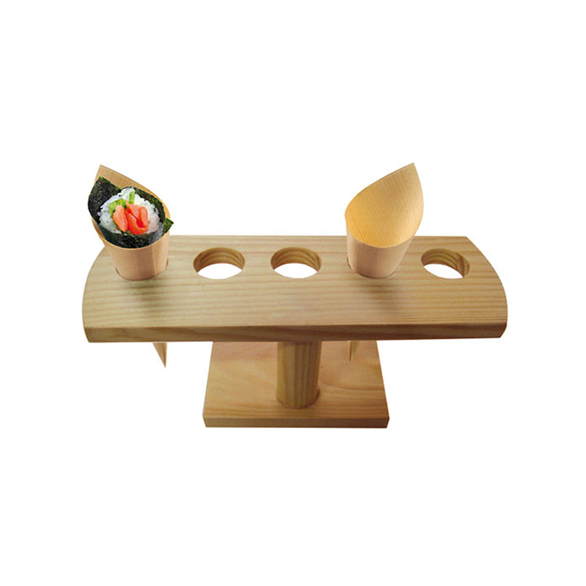 Packnwood Bamboo Cone and Temaki Display, 5 Cavities, 0.8" Dia., 9.2" x 3.1" x 3.7" H, Case of 10