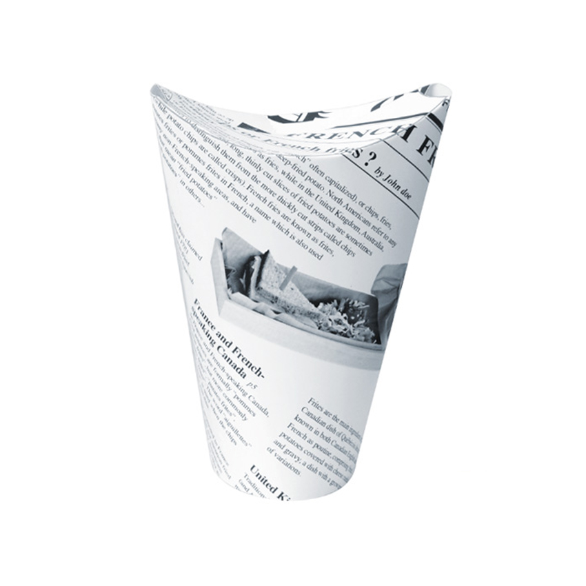 Packnwood News Print Closeable Perforated Snack Cup, 10 oz., 2.36" Dia. x 5.5" H, Case of 1000