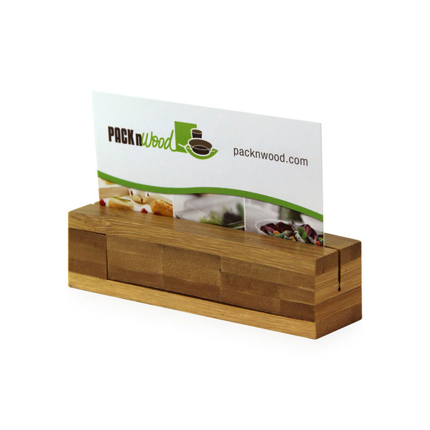 Packnwood Bamboo Rectangular Card Holder, 4" x 1" x 1" H, Case of 100