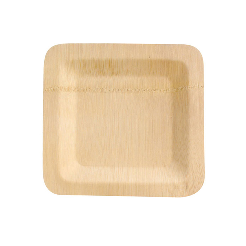 Packnwood Bamboo Veneer Square Plate, 9" x 9", Case of 50