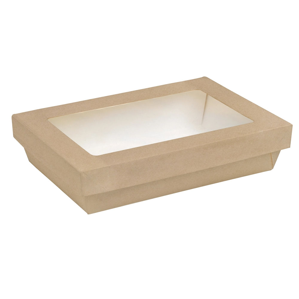 Packnwood Brown Rectangular Kray Box with Window, 9.2" x 5.6" x 2" - Case of 200