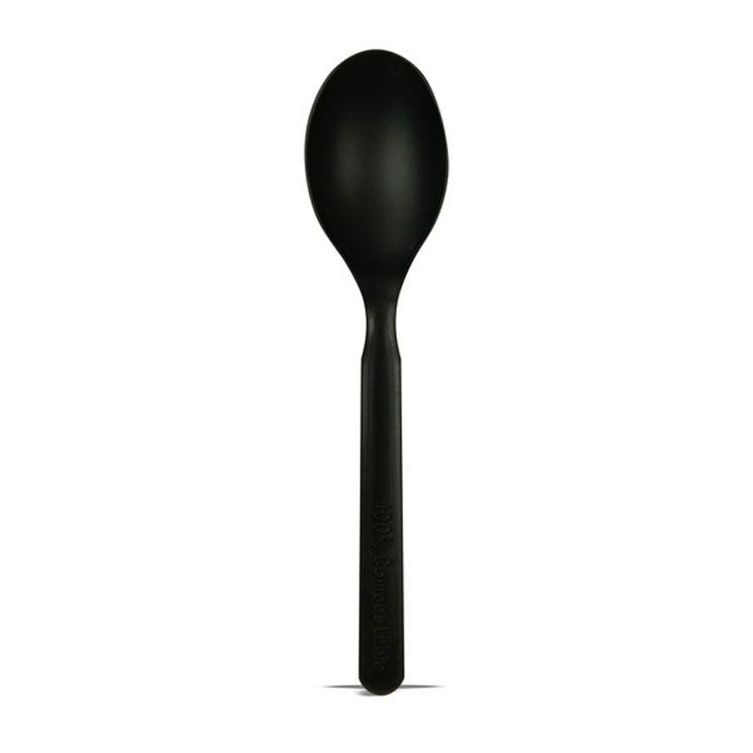 Packnwood Compostable & Heat Proof Black Spoon, 6", Case of 1000