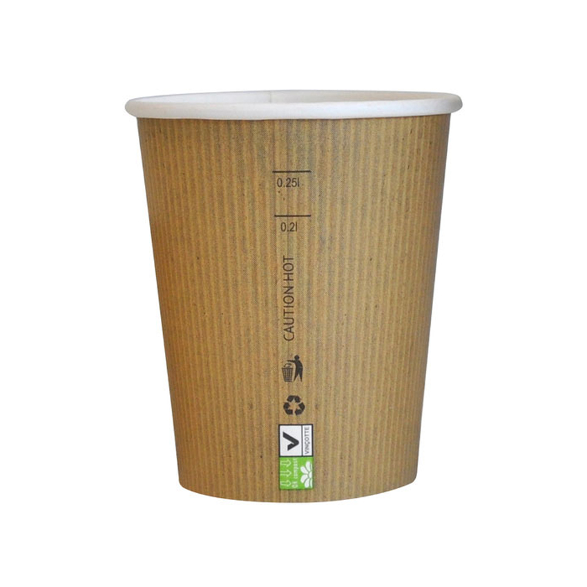 Packnwood Compostable Single Wall Paper Cup, 8 oz, 3.1" Dia. x 3.6" H, Case of 1000 