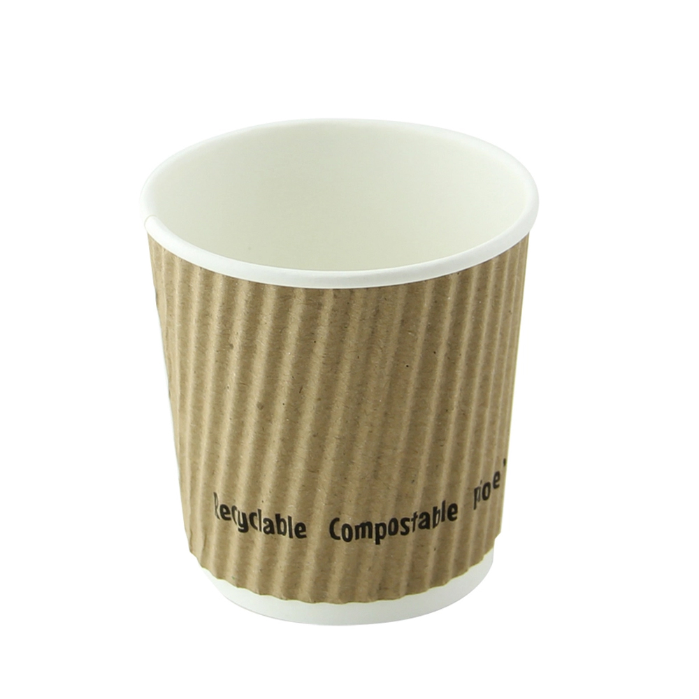 Packnwood Compostable Rippled Kraft Cup, 4 oz., 1.8" x 2.35" - Case of 1000