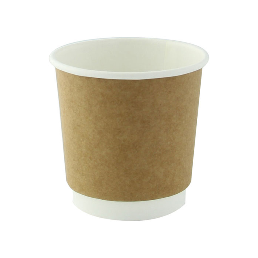 Packnwood Double Wall Compostable Kraft Paper Cups, 4 oz., 2.4" Dia. x 2.4" H, Case of 1000