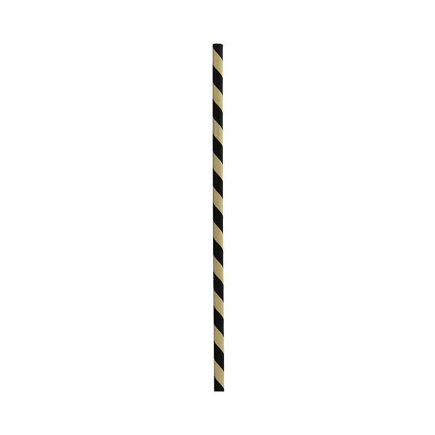 Packnwood Durable Unwrapped Black and Kraft Paper Straws, .2" Dia. x 7.75", Case of 3000