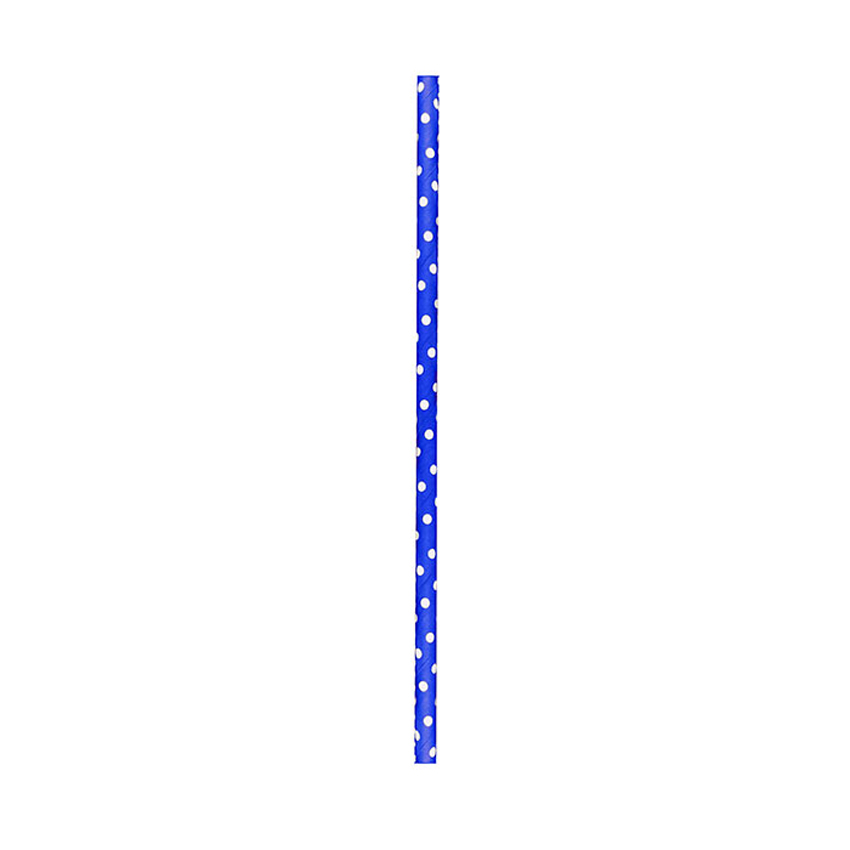 Packnwood Durable Unwrapped  Blue & White Polka Dot Paper Straws, .2" Dia. x 7.75", Case of 3000