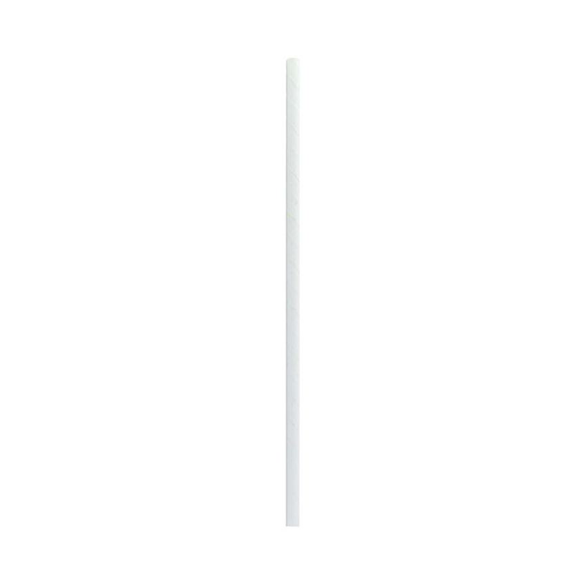 Packnwood Durable Unwrapped Solid White Paper Straws, .2" Dia. x 7.75", Case of 3000