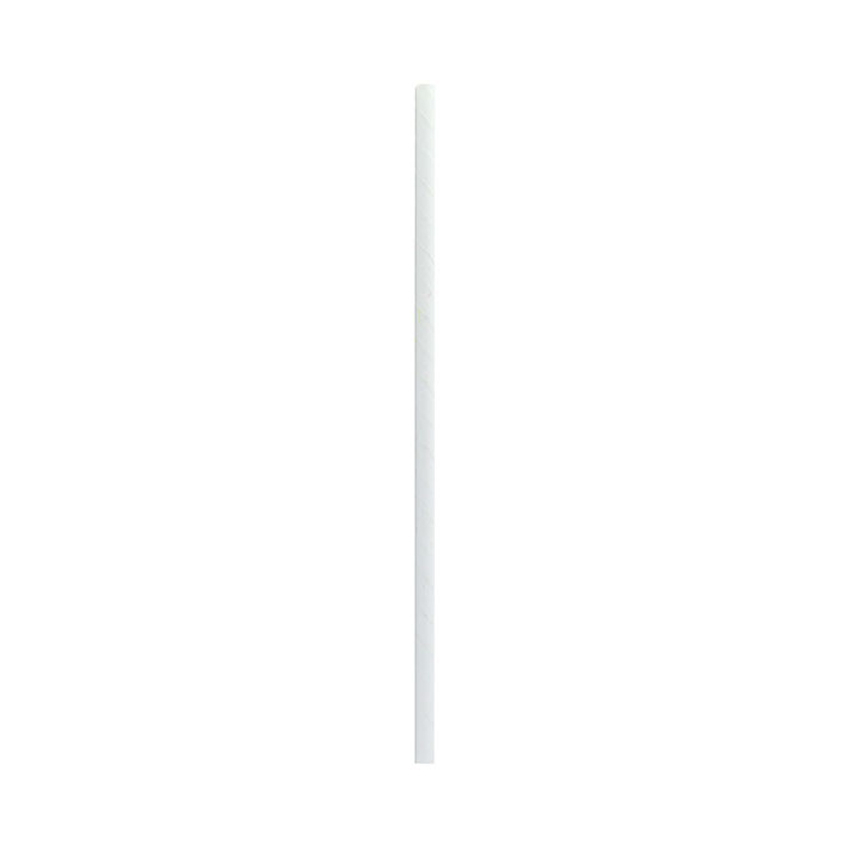 Packnwood Durable Wrapped Solid White Paper Straws, .2" Dia. x 7.75", Case of 3000