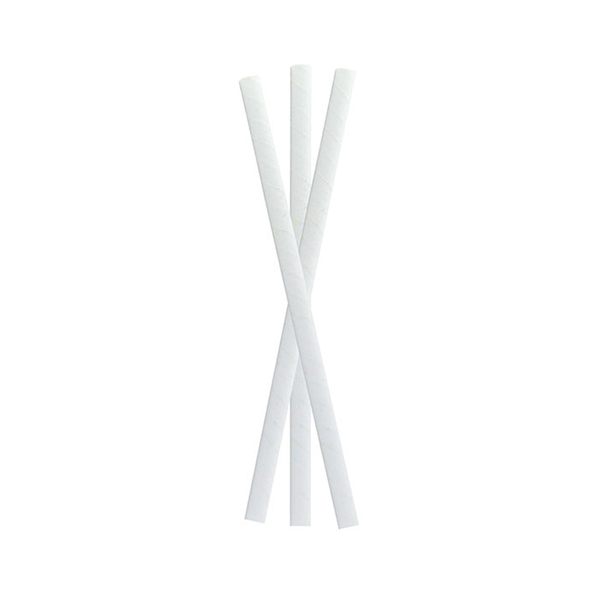 Packnwood Durable Unwrapped Solid White Smoothie Paper Straws, .3" Dia. x 7.75", Case of 3000