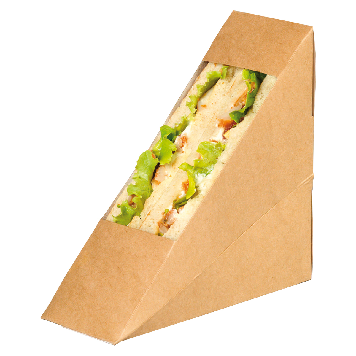 Packnwood Kraft Double Sandwich Box with Window, 4.8" x 2" x 4.8", Case of 500