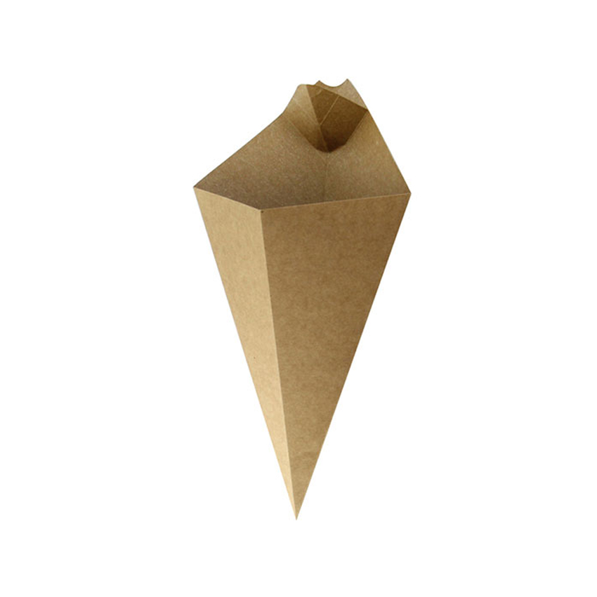Packnwood Kraft Paper Cones with Dipping Sauce Compartment, 14 oz, 11" x 6.5", Case of 500