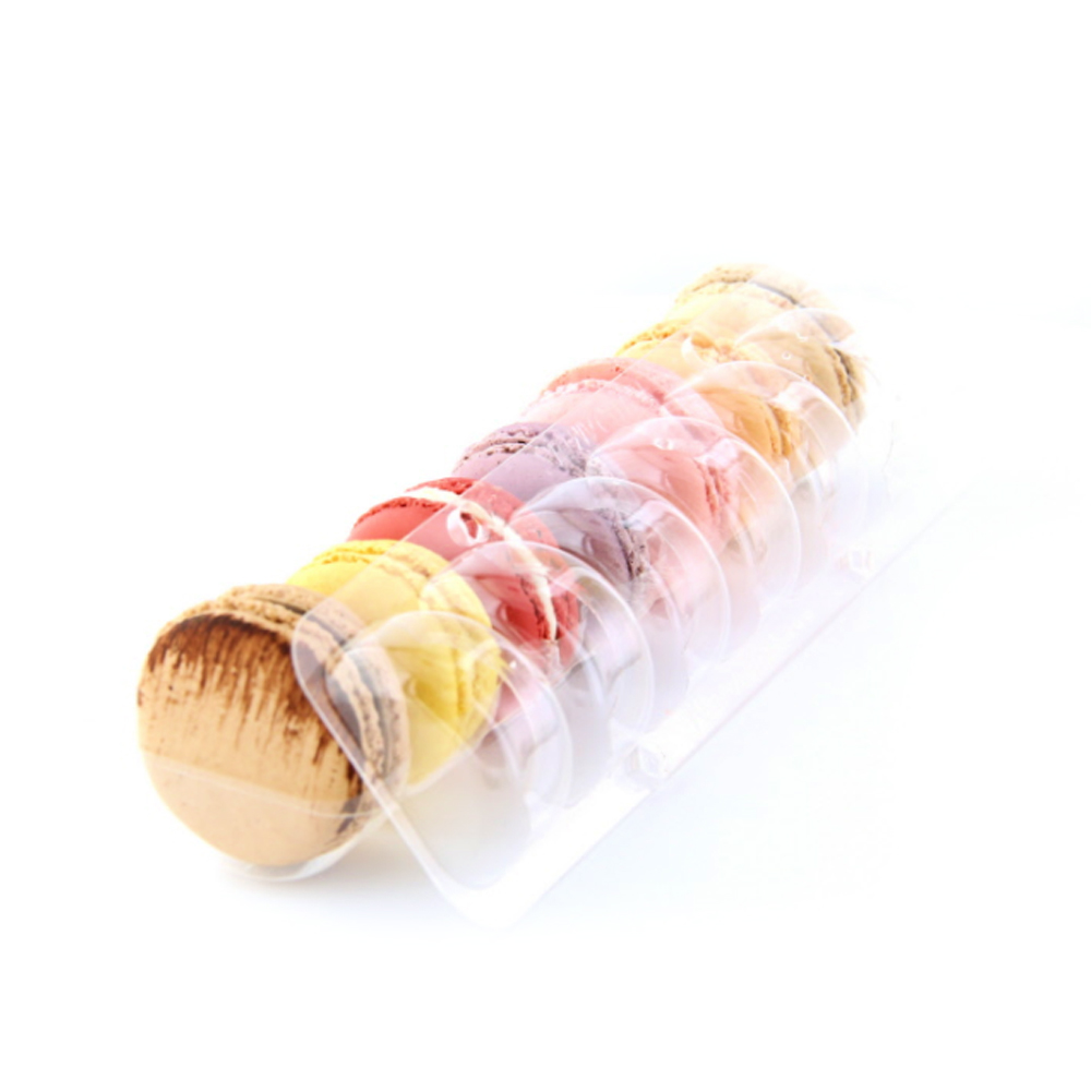 Packnwood Long Clear Insert for 7 Macarons, 8.4" x 2.4" x 0.8", Pack of 25