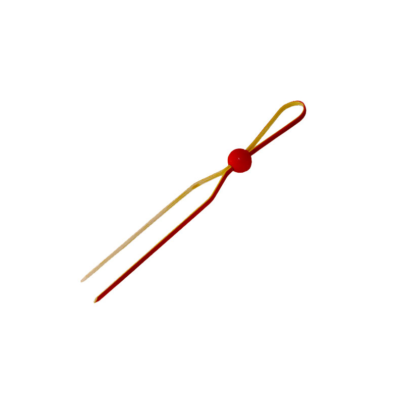 Packnwood LUKA Bamboo Double Pick with Adjustable Red Ball, 5.3" - Pack of 100