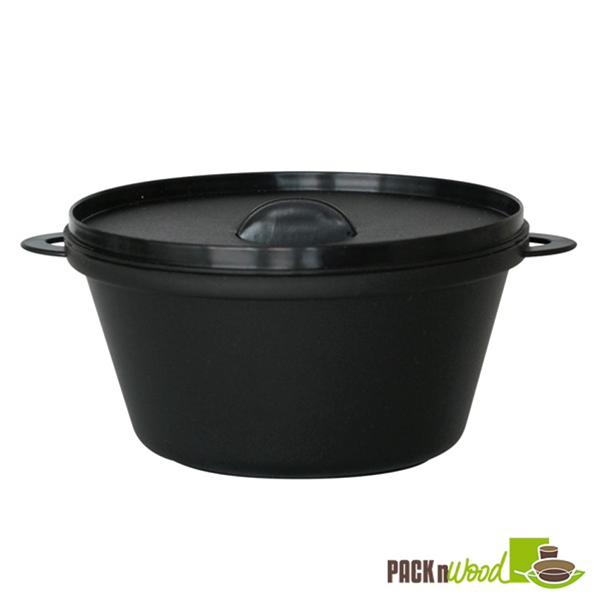 Packnwood Mini Black Casserole Dish with Lid, 12 oz, 5" x 4" x 3", Case of 144