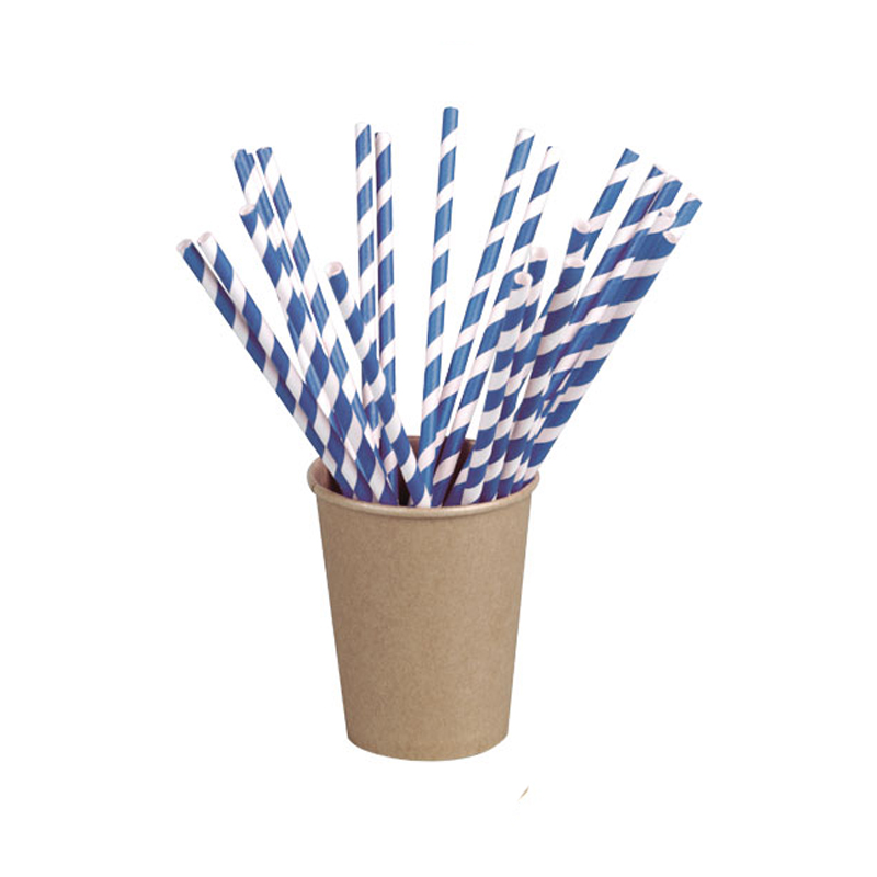 Packnwood Natural Unwrapped Paper Straws, Blue - Pack of 50