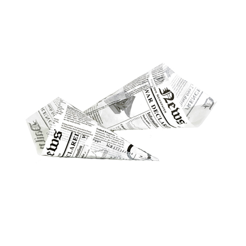 PacknWood Paper Cone, Newspaper Print, 7.1" - Pack Of 1000