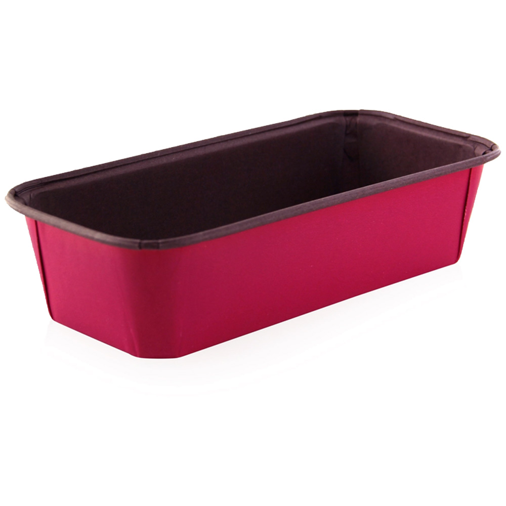 Packnwood Rectangular Pink Paper Baking Mold, 6.3" x 2.5" x 2" - Case of 200