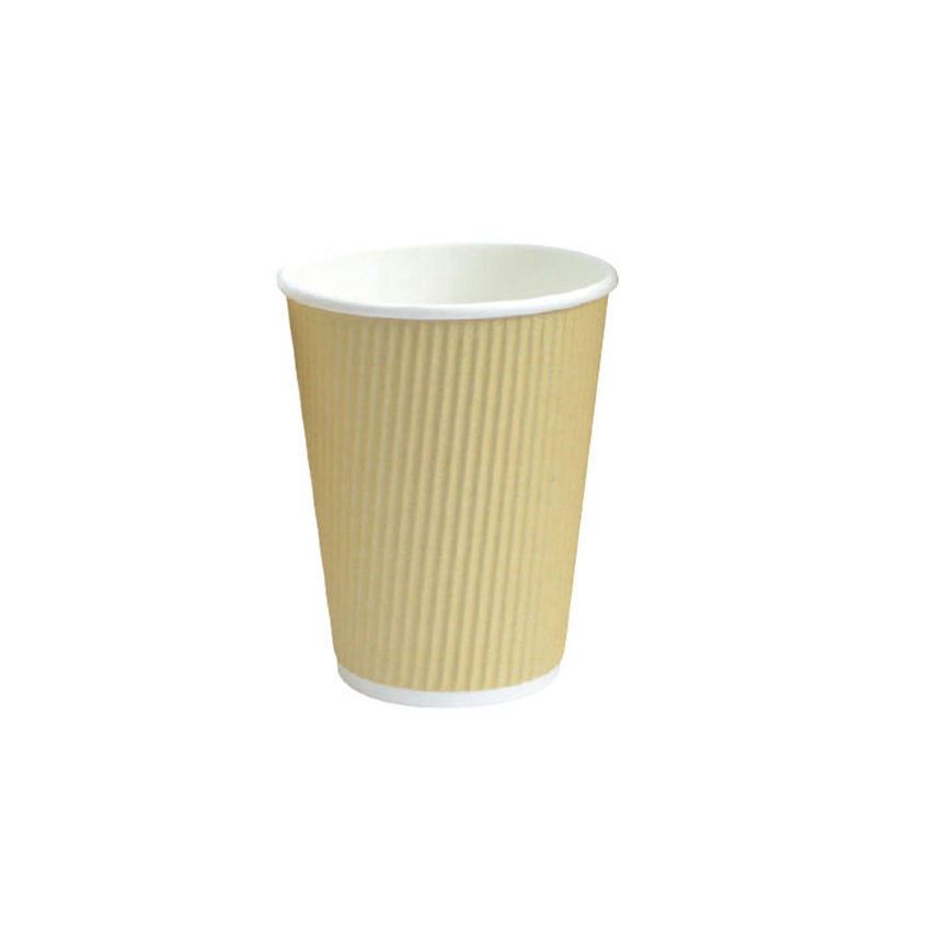 Packnwood Ripplay Beige Cups, 12 oz., 3.5" Dia. x 4.25" H, Case of 500
