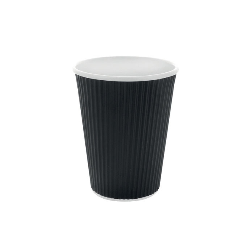 Packnwood Ripplay Black Cups, 10 oz., 3.5" Dia. x 4" H, Case of 1000
