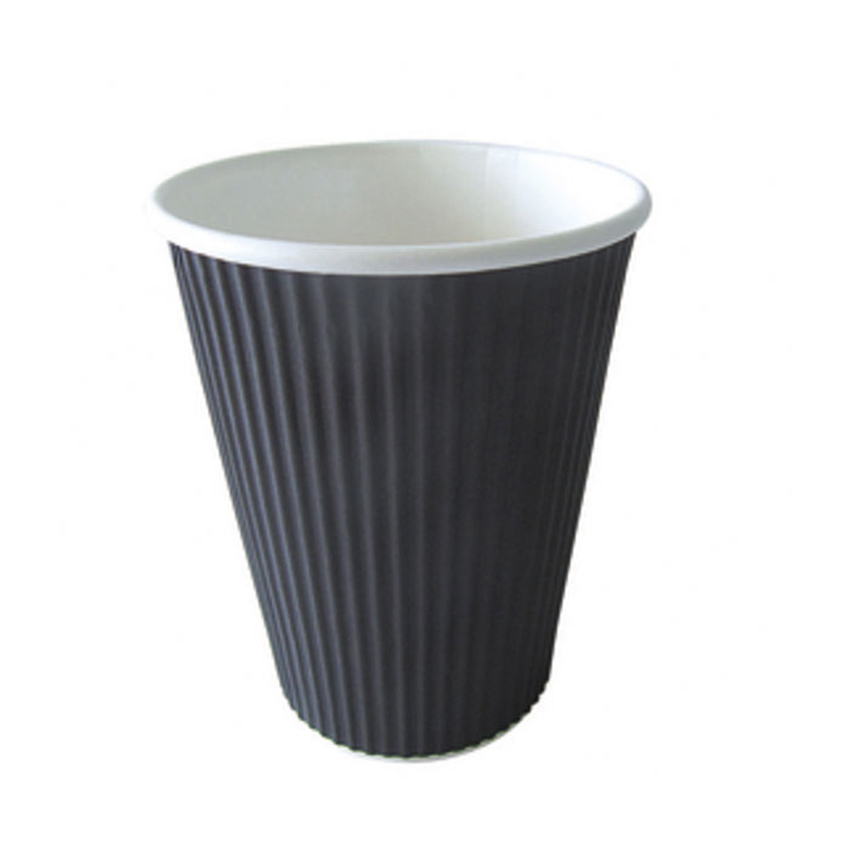 Packnwood Ripplay Black Cups, 12 oz., 3.5" Dia. x 4.25" H, Case of 500