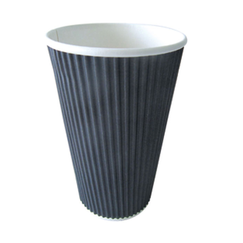 Packnwood Ripplay Black Cups, 16 oz., 3.5" Dia. x 5.4" H, Case of 500