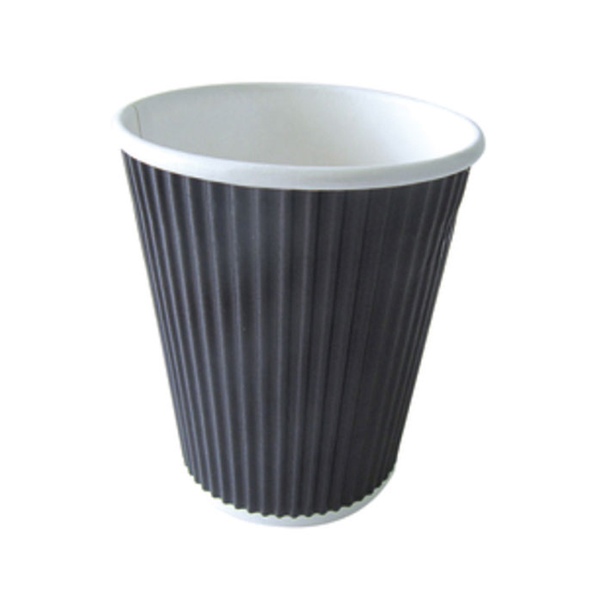 Packnwood Ripplay Black Cups, 8 oz., 3.1 Dia. x 3.6" H, Case of 1000