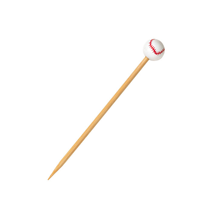 Packnwood Sports Themed Bamboo Skewers, Baseball, 4.7", Case of 1000