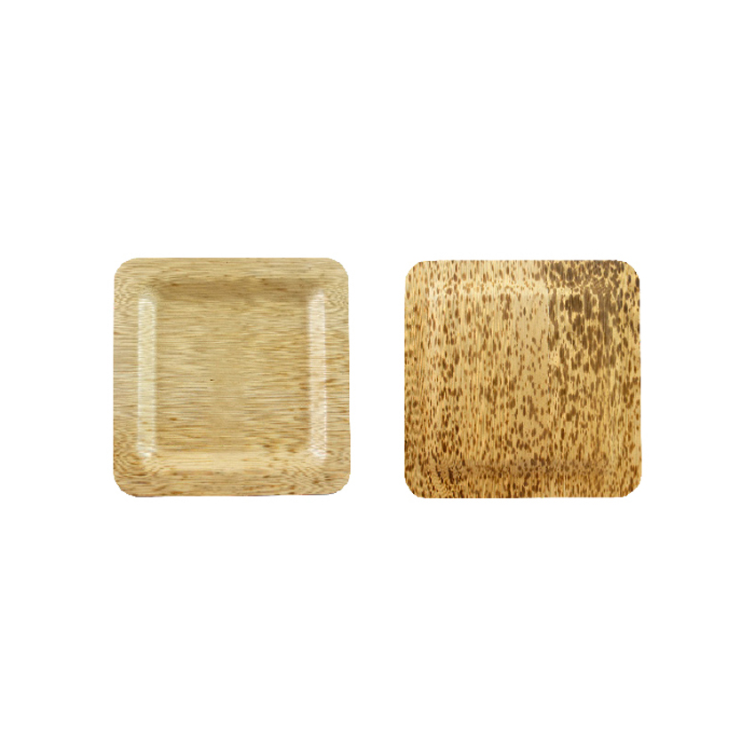 Packnwood Square Bamboo Leaf Plate, 4.7" x 4.7", Case of 100