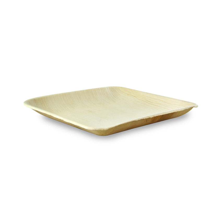 Packnwood Square Palm Leaf Plate with Rounded Corners, 8" x 8", Case of 100