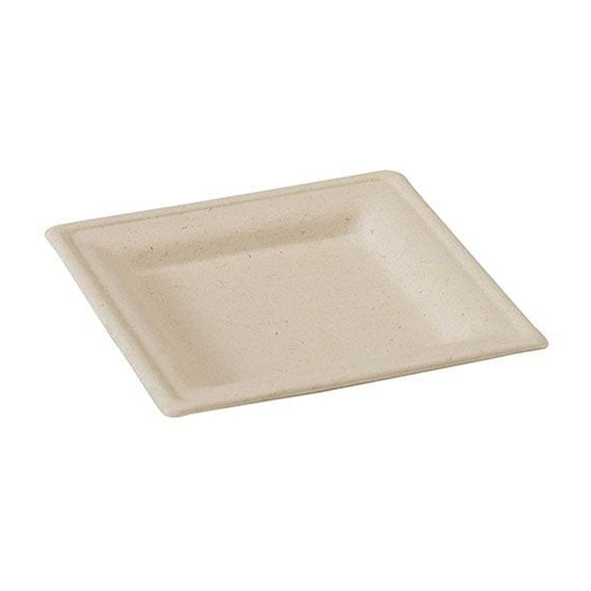 Packnwood Brown Square Sugarcane Plate, 6.2" x 6.2", Case of 500